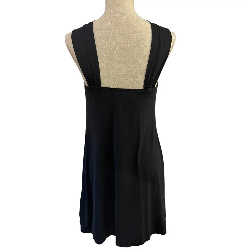 Y2K Michael Michael Kors Gold Logo Cruise Black Swing Dress Sz S‎ Small Halter